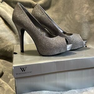 Ladies peep toe glitter heels